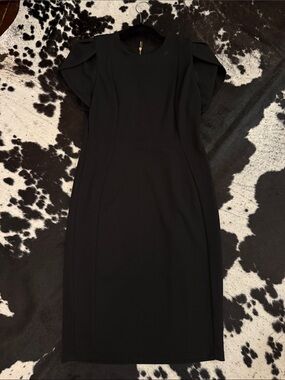 Calvin Klein cap sleeve suit dress black size 8